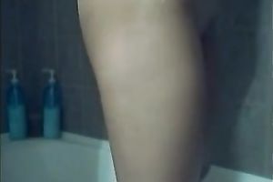My natural girlfriend loves to have pleasure in the bathroom while I tape her