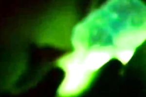 Slender white black cock slut uses glowing stick for masturbation