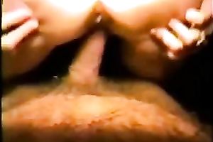 Vintage clip with my dark brown milf slutty wife engulfing my dick