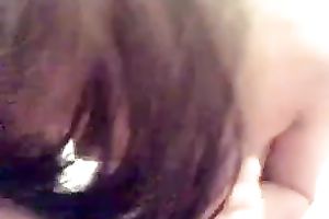 Cute black haired sweet and playful GF of my buddy gives him valuable BJ