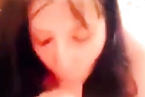 Dark haired nice-looking sweetheart of mine can't live without engulfing my meaty large rod