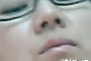 Cute and shy nerdy Asian girlfriend fingered and screwed