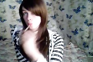 Barely legal ginger haired sheboy masturbates for me on livecam