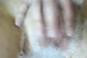 My hairless pink wet crack enjoying lather foamy baths tub