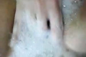 My hairless pink wet crack enjoying lather foamy baths tub
