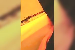 Cute face of a golden-haired ally overspread with large manly milk