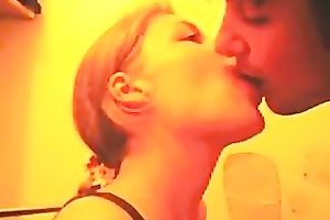 Cute face of a golden-haired ally overspread with large manly milk