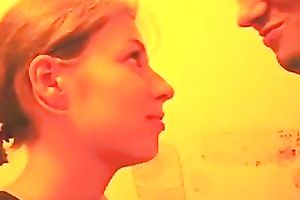 Cute face of a golden-haired ally overspread with large manly milk