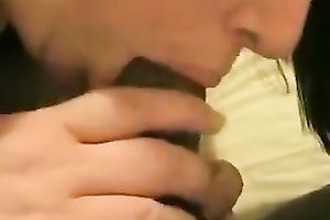 Sex-hungry babe blows my dark ramrod greedily