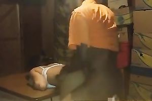 Sexy Armenian white bitch gives great fellatio previous to I group sex her hard on a table