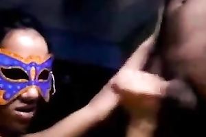 Masked delightsome nympho of my ally knows a flawless BJ technique