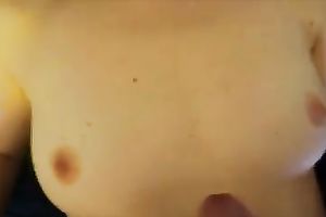 I push my gf's slit and load my cum on her boobies