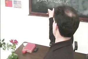 Sex instructor teaches horny Asian playgirl how to engulf properly