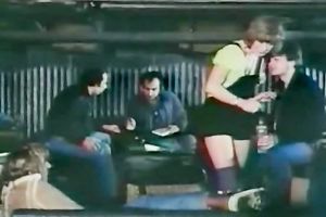 Two lustful mans group sex svelte bitch at the backseat