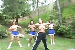 Three breasty milf whores topless outside in the backyard