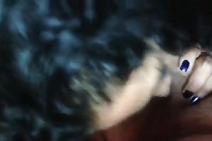 Curly Latina dark haired beauty took a chance to engulf my buddy dry