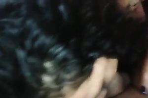 Curly Latina dark haired beauty took a chance to engulf my buddy dry