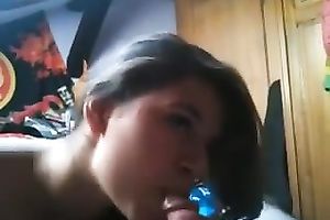 Cute and excited dilettante brunette hair girlie enjoys engulfing my lollicock