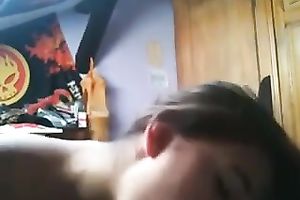 Cute and excited dilettante brunette hair girlie enjoys engulfing my lollicock