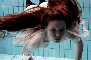 Adorable redhead Russian horny white wife in nylons and underware