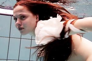 Adorable redhead Russian horny white wife in nylons and underware