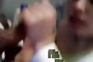 Sweet a bit overweight brunette hair white lady with natural wobblers gives BJ and enjoys mish