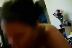 Homemade POV episode of my dark brown hussy engulfing my lengthy jock