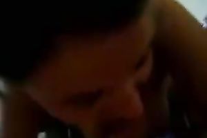 Homemade POV episode of my dark brown hussy engulfing my lengthy jock