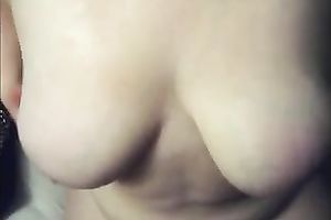 Boobalicious girlfriend rubbing my jock betwixt her goodies