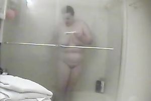 Spy clip of my friend's bulky horny white wife taking a shower