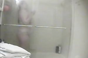 Spy clip of my friend's bulky horny white wife taking a shower