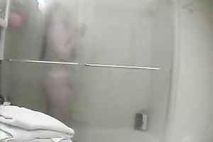 Spy clip of my friend's bulky horny white wife taking a shower