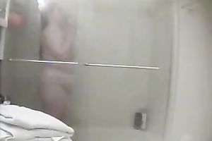 Spy clip of my friend's bulky horny white wife taking a shower