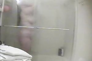 Spy clip of my friend's bulky horny white wife taking a shower