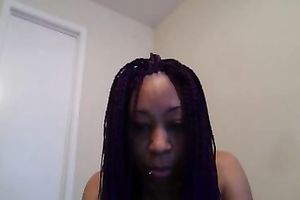 Kinky dark skinned web camera bitch showed off herself in pink stuff