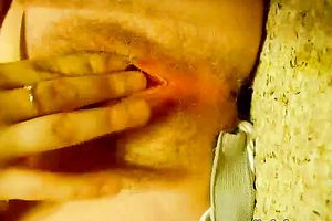 Adorable green eyed girlfriend diddles her curly cum-hole for me