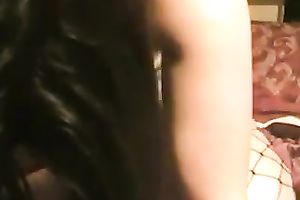 Filthy slutwife in fishnet stockings riding hard schlong in a cowgirl pose