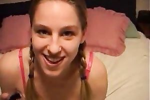 Flamboyant blond gf deepthroats my lengthy ramrod and takes cum discharged