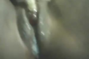 Black bald cookie getting hot and creamy after masturbation