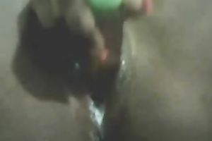 Black bald cookie getting hot and creamy after masturbation