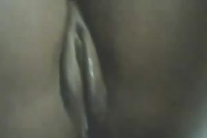 Black bald cookie getting hot and creamy after masturbation