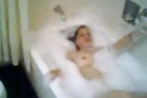 Slutty non-professional all exposed dark brown is caught taking soapy washroom