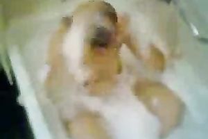 Slutty non-professional all exposed dark brown is caught taking soapy washroom