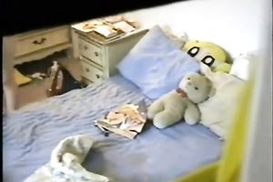 Hot seductive and all stripped dark brown girlie is caght masturbating