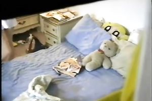 Hot seductive and all stripped dark brown girlie is caght masturbating