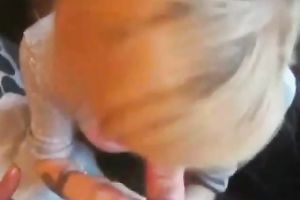 Short haired sweetheart gives deepthroat irrumation to receives biggest facial