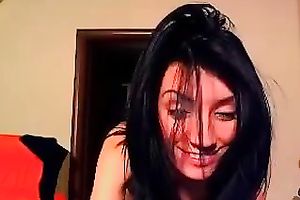 Sizzling dark brown ally dancing seductively during the time that on cam session with me