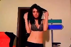 Sizzling dark brown ally dancing seductively during the time that on cam session with me