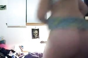Nerdy Caucasian legal age teenager shakes her round booty on cam for me