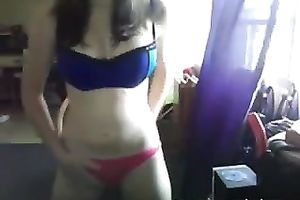 Cute nerdy white legal age teenager with glasses has beautiful body